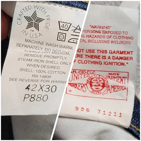 Carhartt Vintage Union Made in USA Medium Wash Denim New With Out Tags 42x30 - Picture 14 of 16